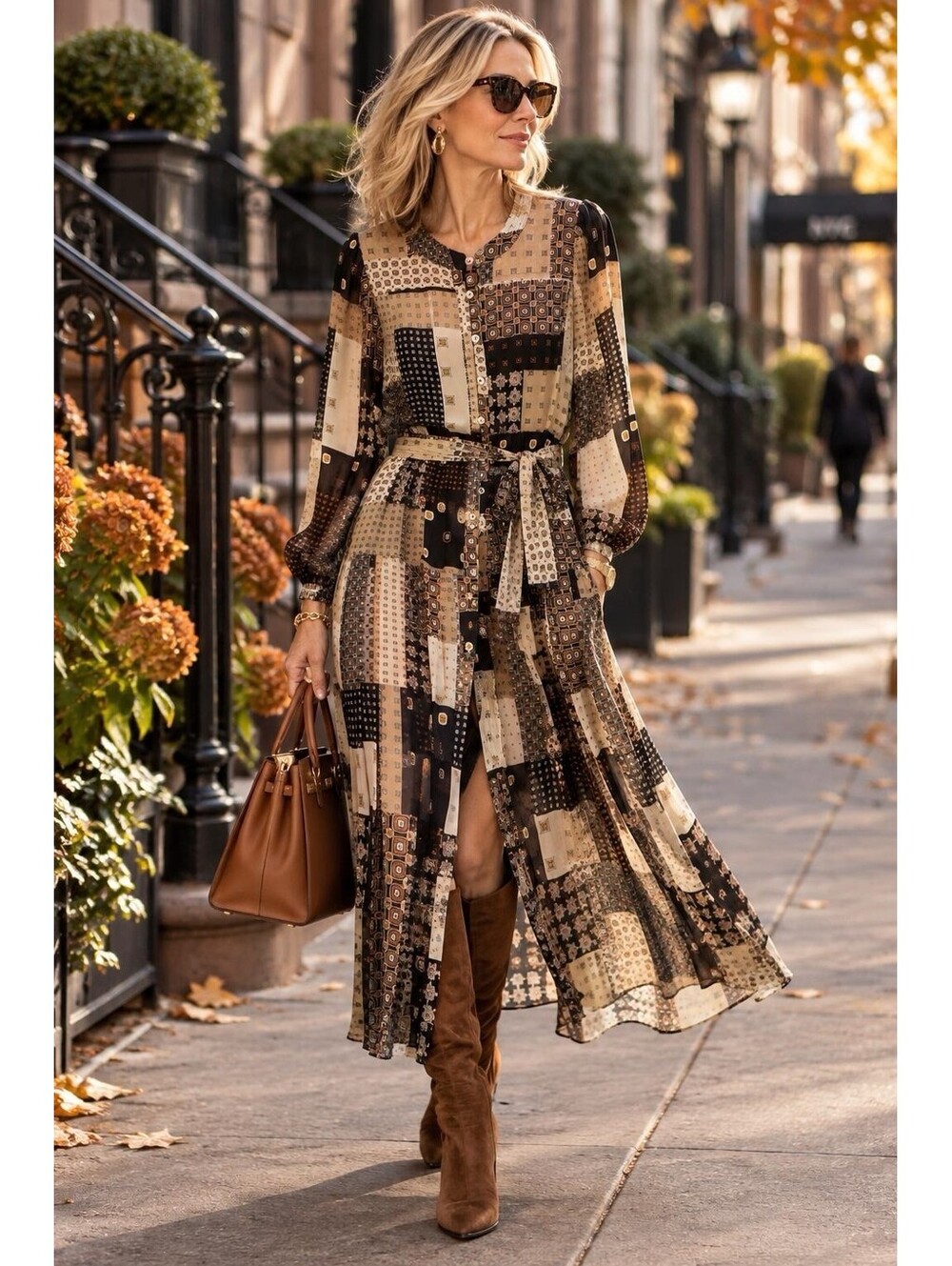 Banana Republic NWT Brown Geometric Block Print Dress Size XS Reg $220